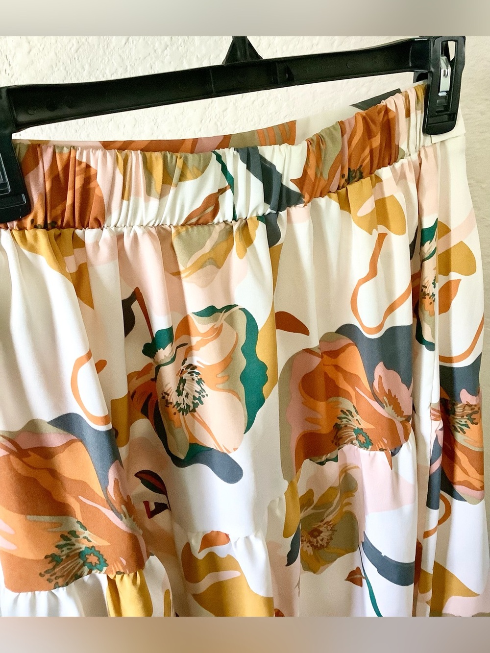 SHEIN Cream Maxi Skirt with Orange & Mustard Floral Print - Picture 5 of 5